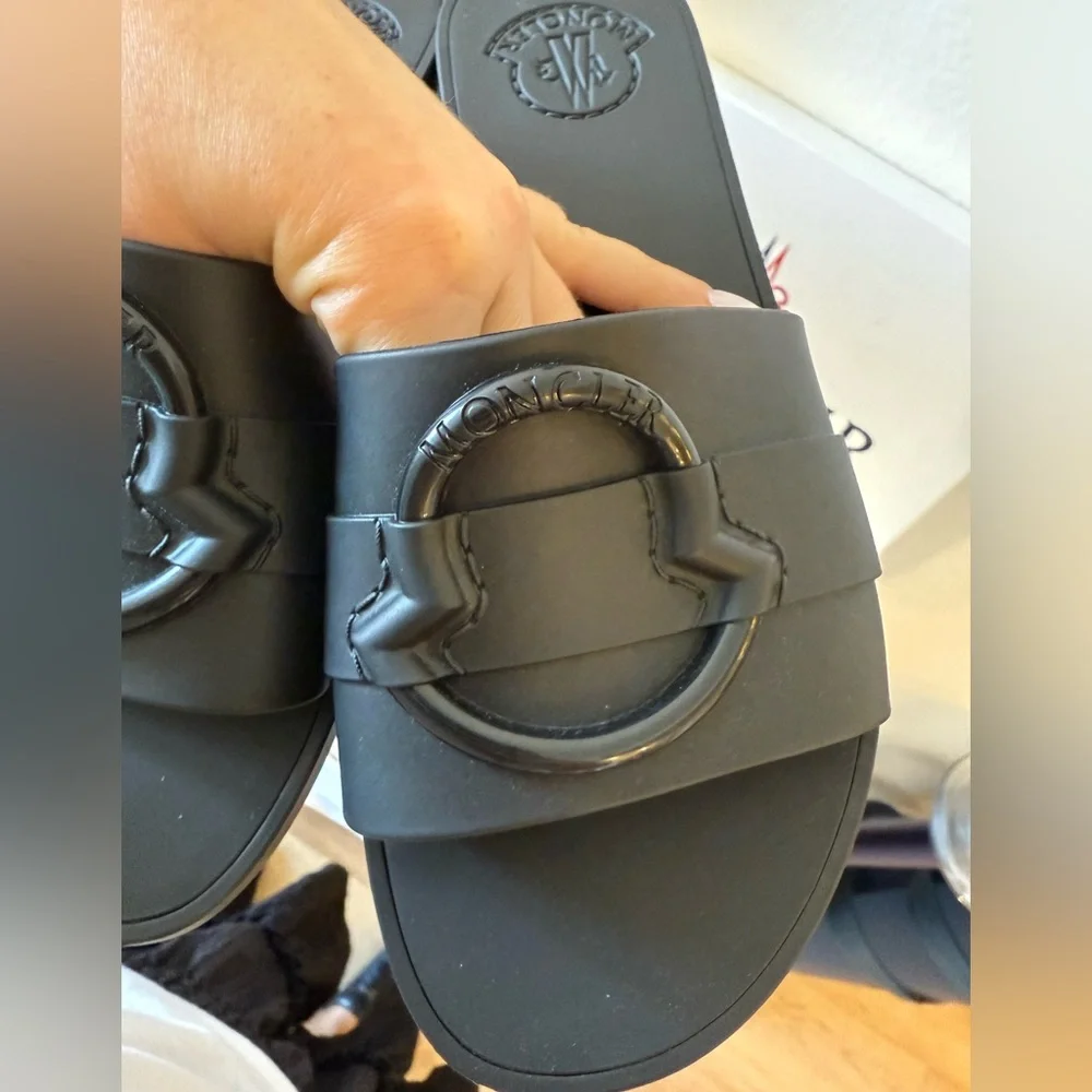 Moncler Women's Mon Slide Sandals, Black, Size 38, NWB!! - Picture 9 of 9